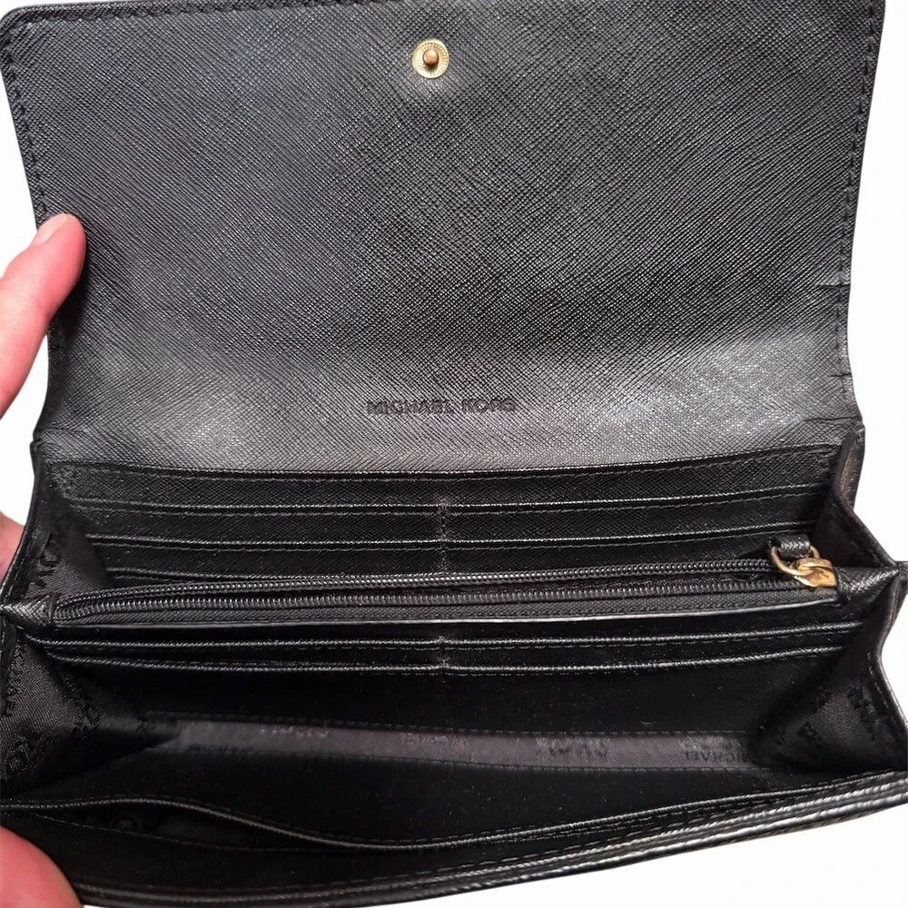 Michael Kors Black Fulton Flap Continental Wallet